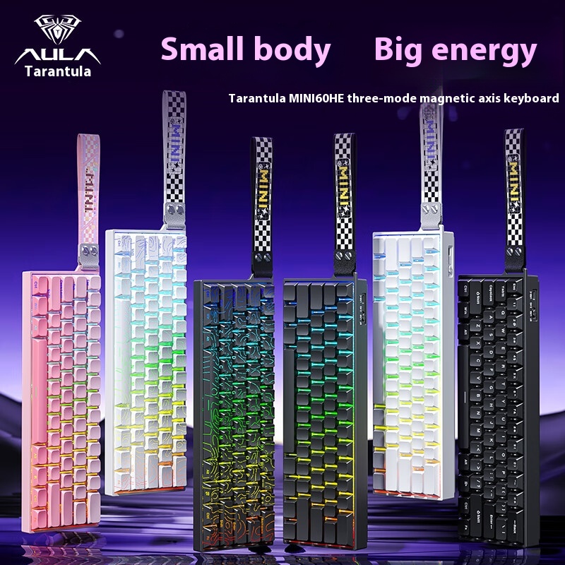 AULA Mini60 HE Wireless Magnetic Switch Keyboard Tri Mode Mechanical Keyboard RGB 8000Hz 0.01mmRT Gaming Keyboard Gamer