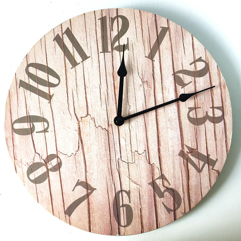 12 inch wall clock, wooden wall clock, retro clock, quartz wall clock, European clock: 9