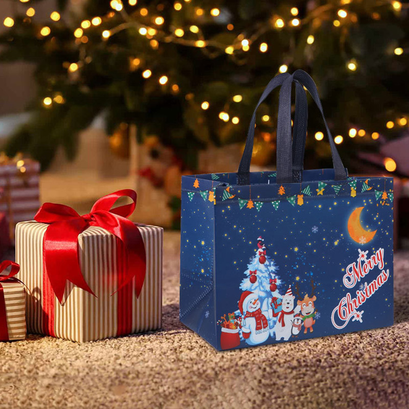 Sacs joyeux noël pour emballage , sacs pliables de noël, fourre-tout de noël, flocon de neige, rangement de du père noël