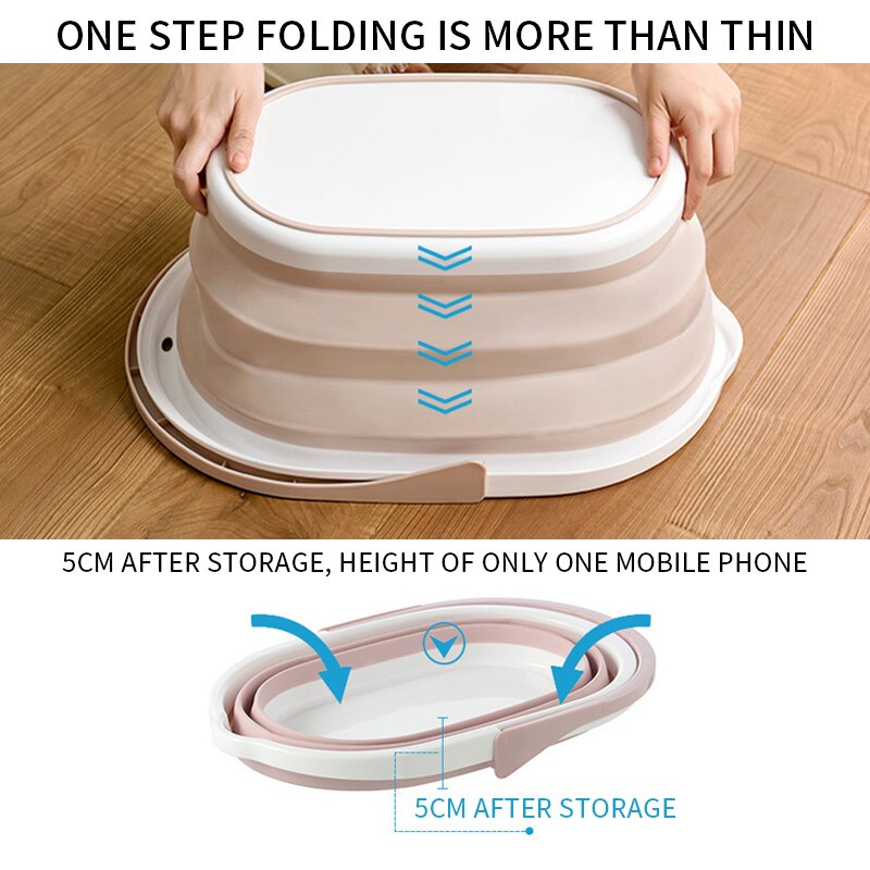 Folding Plastic Mop Bucket Camping Wash Bucket With Handle Floor Mop Cleaning Fishing Car Wash Bucket