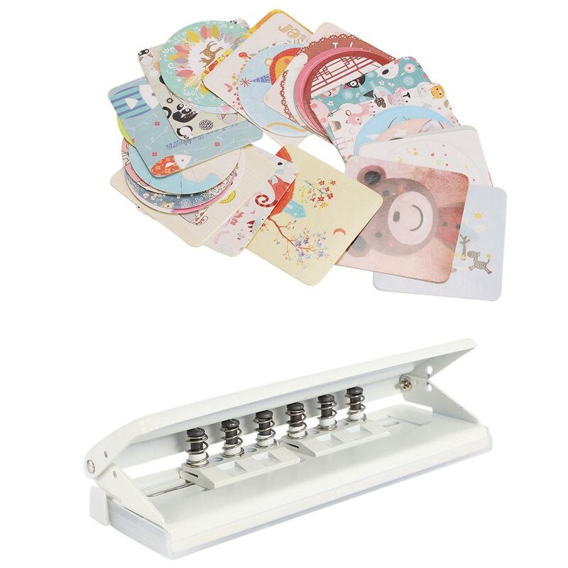 38Pcs Diary Decoration Scrapbooking Sticker & 1pcs White 6 Hole Punch Loose-Leaf Standard Puncher Paper Adjustable