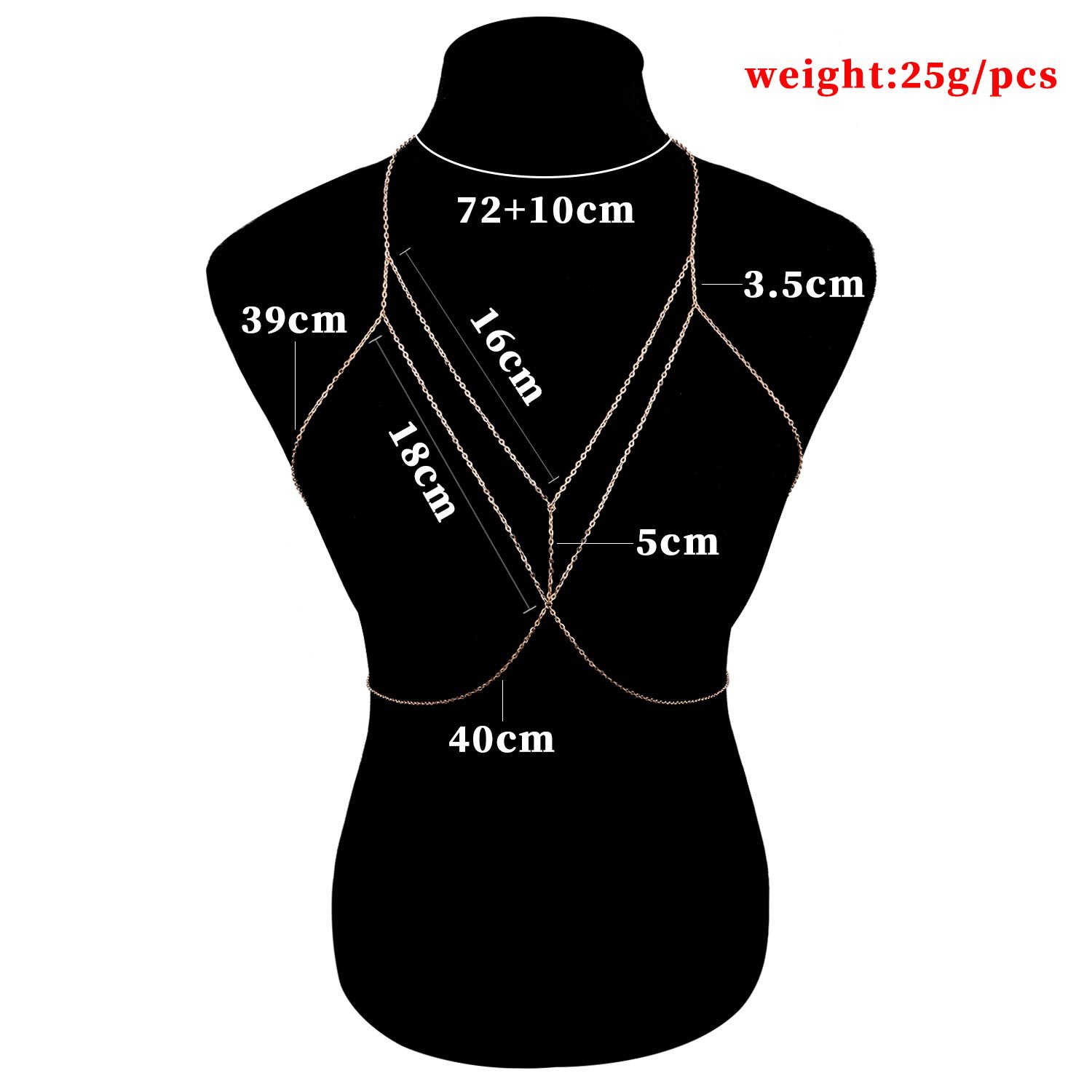 Cadena de cuerpo escalonada sexual para mujer, cadena en capas de Color dorado Simple, joyería para el cuerpo, cadena de pecho de verano para mujer
