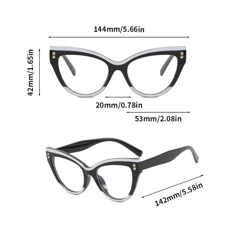 Katze-Auge-Rahmen, blaues Licht blockierende Presbyopie-Brille, ultraleichte Lesebrille, luxuriöse übergroße Fernsichtbrille bis +4,0