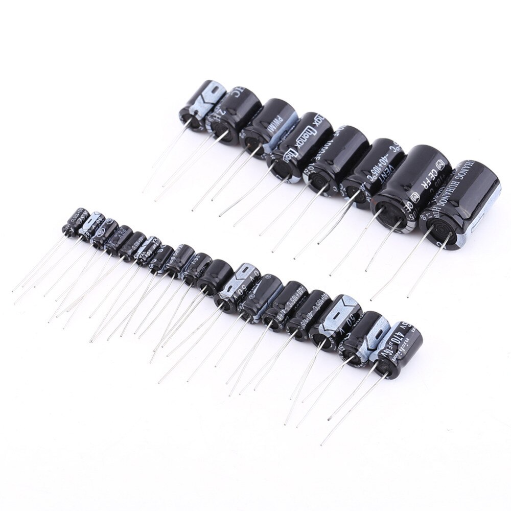 125 Stks/set Elektrolytische Condensatoren Waarden Radial Condensator 1Uf ~ 2200Uf 25 Condensatoren Assortiment Box Kit