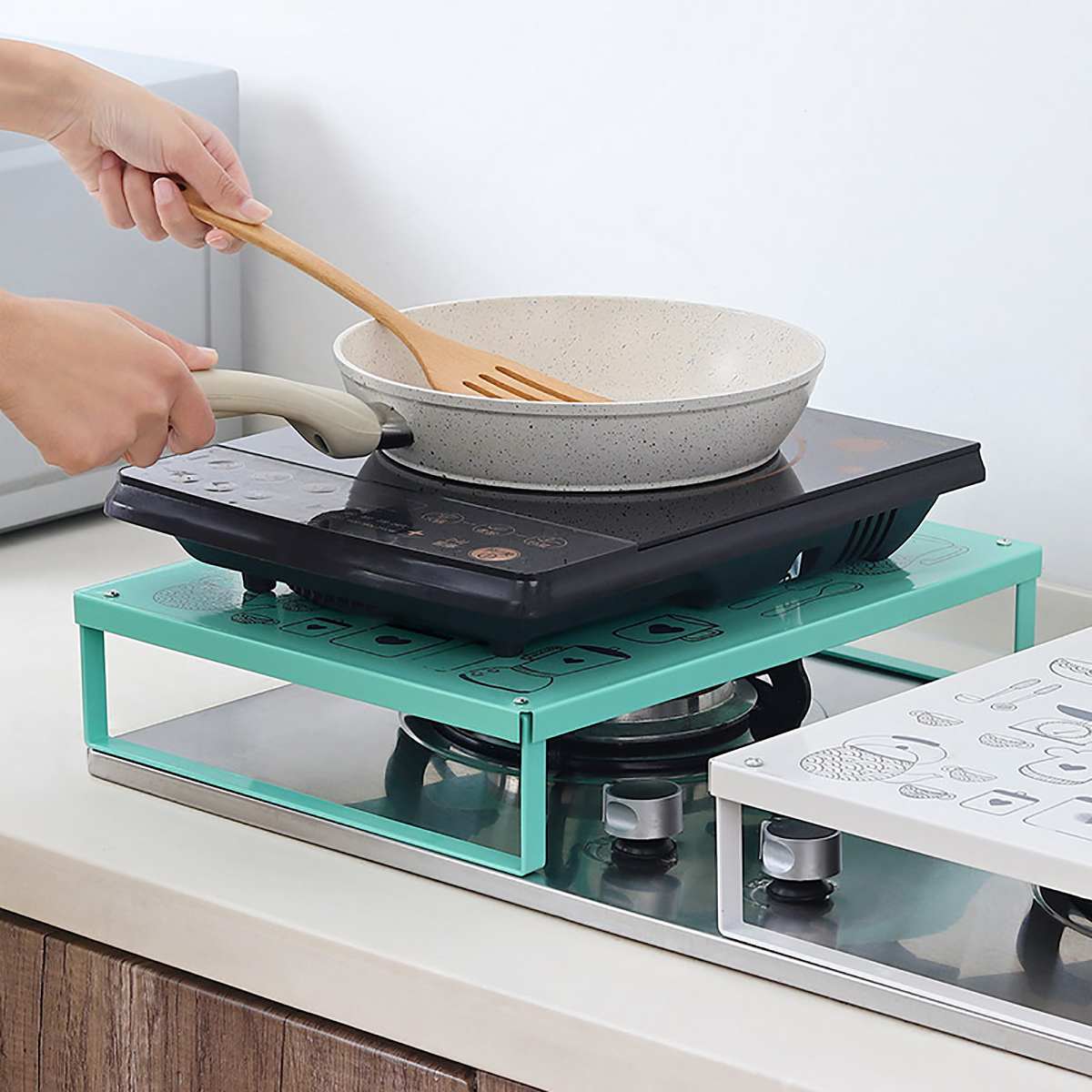 Estante de cocina, Cocina de Inducción, estante de soporte para microondas, horno de Gas Natural, fogón integrado eléctrico de cerámica, estante para fogón