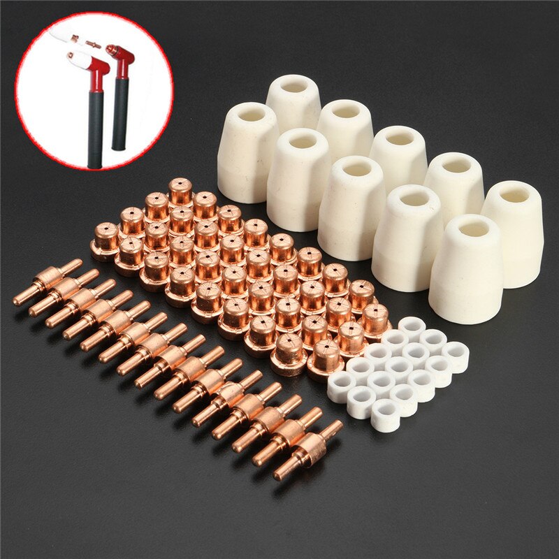 75pcs Air Plasma Cutter Consumables Extend Cutter Accessories For Cutter Welding Torch Electrodes Tips Nozzles Fit CUT40 CUT50