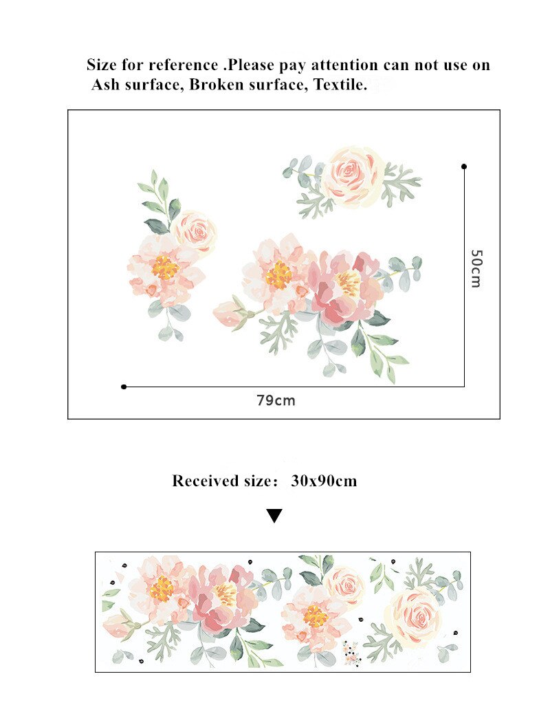 Akvarell blommor väggdekaler rumsdekoration pion ros väggdekaler barnkammare vardagsrum sovrum pvc avtagbar tapet