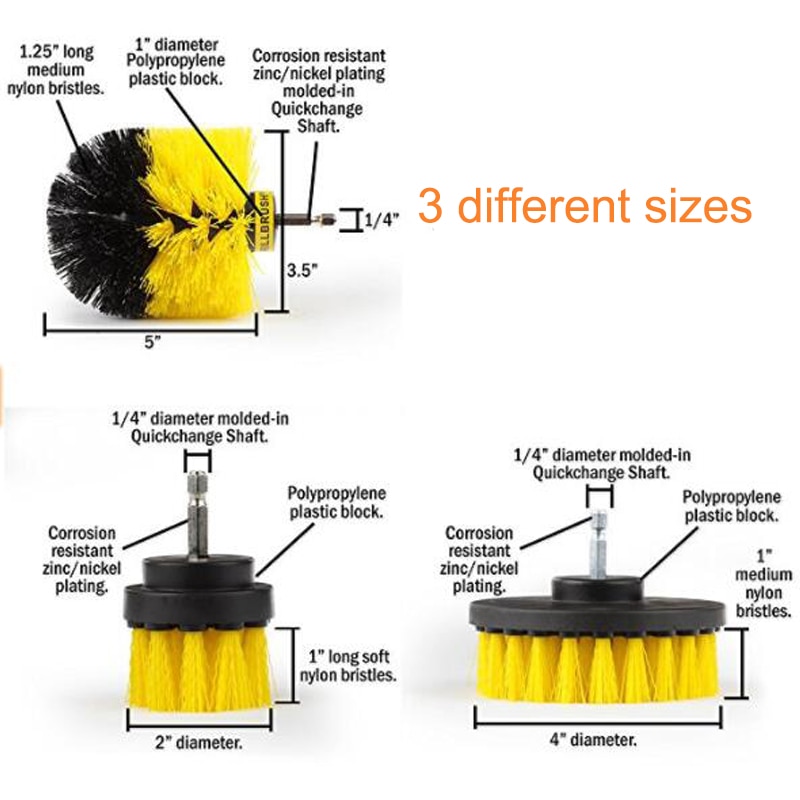Power Scrubber Drill Brush Set for Bathroom Drill Scrubber Brush for Cleaning Cordless Drill Attachment Kit Power Scrub Brush: Yellow / Opp Package