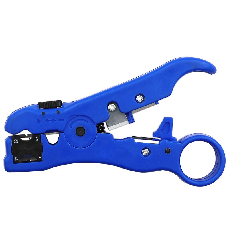 Automatische kabelstripper, elektrische striptang voor utp stp  rg59 rg6 rg7 rg11, multifunctionele snij- en striptang: Blauw