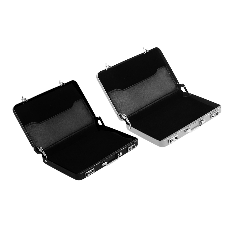 2 stk.aluminium adgangskodeboks kuffert mini kuffert adgangskuffertaske - sølv og sort