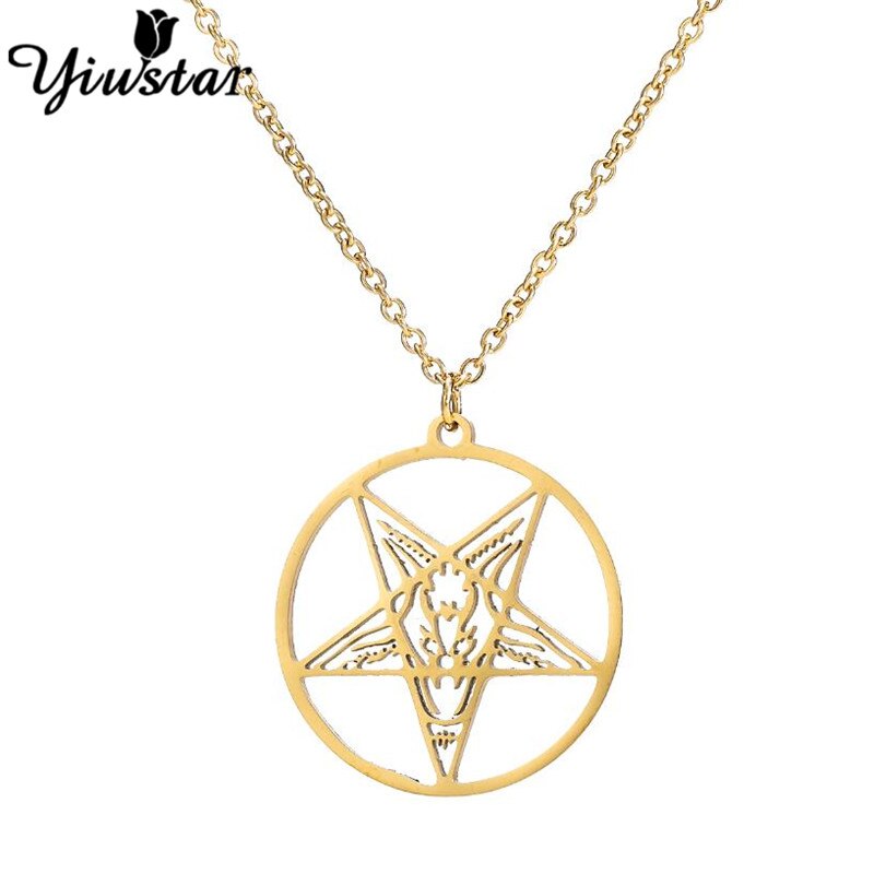 Stainless Steel Pentagram Steampunk Satan Fork Necklaces Hidden Devil Chokers Jewelry for Women Men Vintage Hero Symbol: 744g