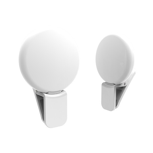 Anillo de luz LED para Selfie con carga USB, lámpara de luz para teléfono móvil, 9 cuentas, recargable, para ordenador: Blanco