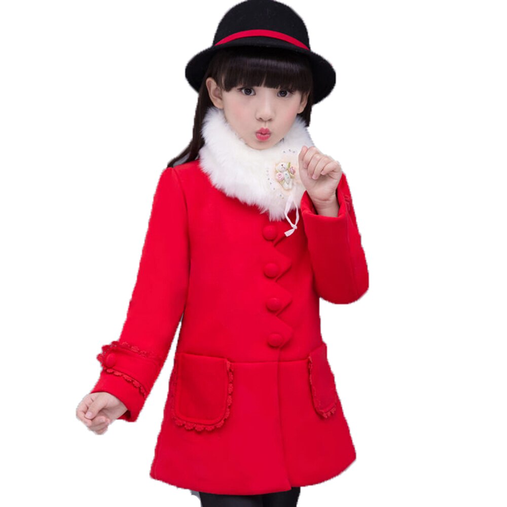 Kinderkleding meisjes jas herfst en winterkleding dikke gewatteerde kinderjas bontkraag grote kinderkleding wollen jas