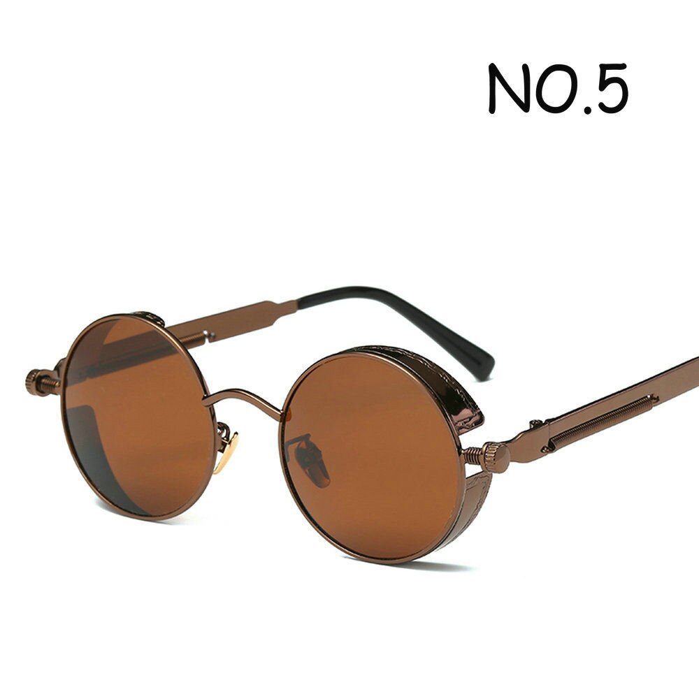 1 stk vintage retro polariserede steampunk solbriller metal runde spejlede briller mænd cirkel solbriller: 5