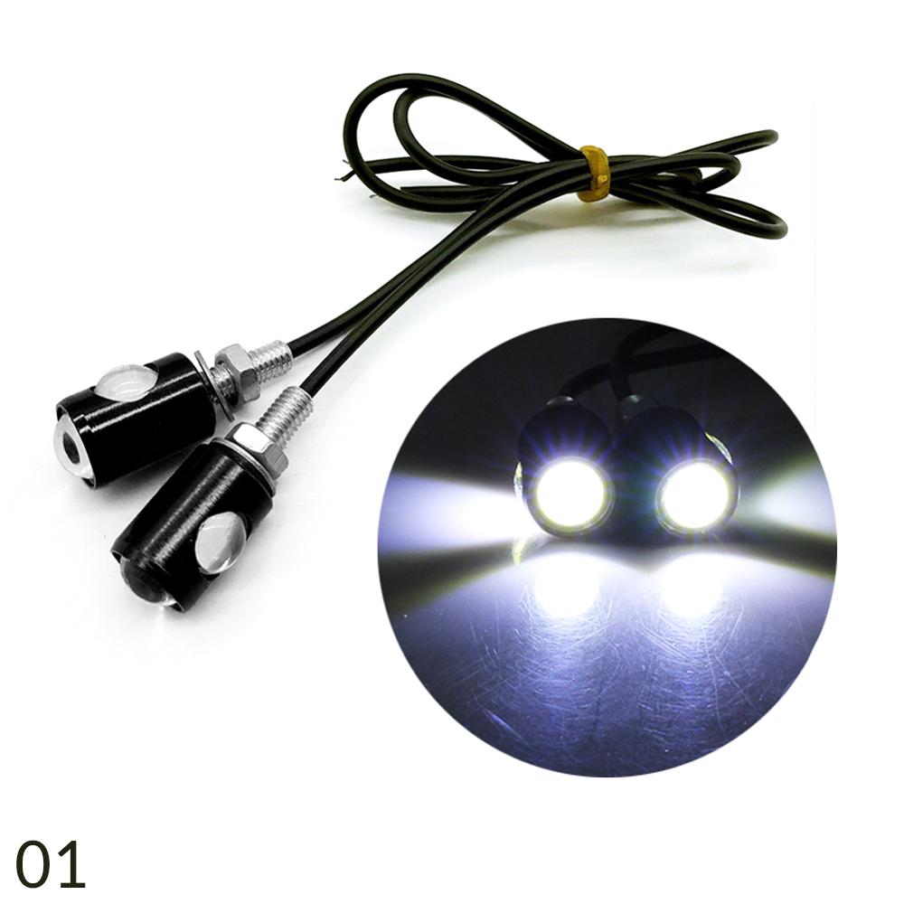 Luz Led estroboscópico de 12v para motocicleta, luz Flash de ojo de águila para motocicleta, foco de luz de freno de advertencia, 2 unidades por par, 7 colores: Blanco