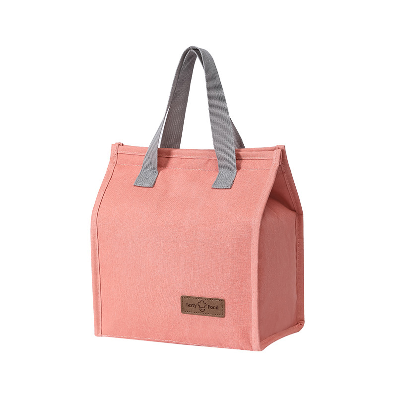 Lunch Bag Thermal Insulation Lunch Box Storage Handbag Solid Color Multifunctional Kid School Lunch Bags Picnic Food Pouch: Brown