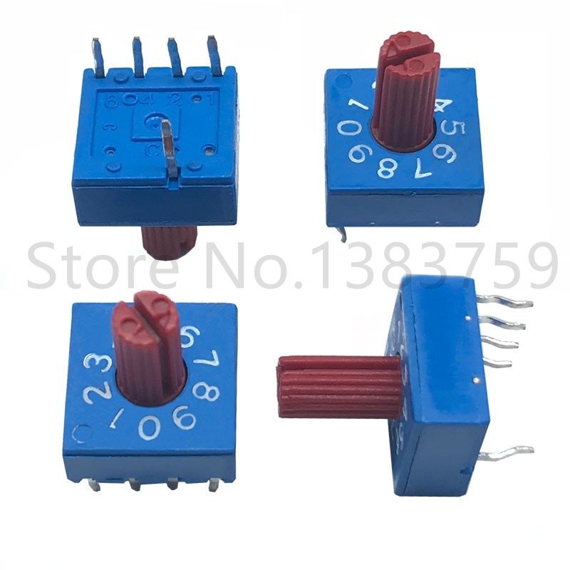 0-9 rotary encoder switch with handle DIP switch 10-bit PCB encoder 8421 reverse code 4:1 switch