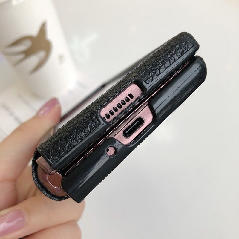Luxuriöse handyhülle für samsung Galaxis z falten 2 w21 : ultradünne leder-klapphülle mit rundumschutz 2