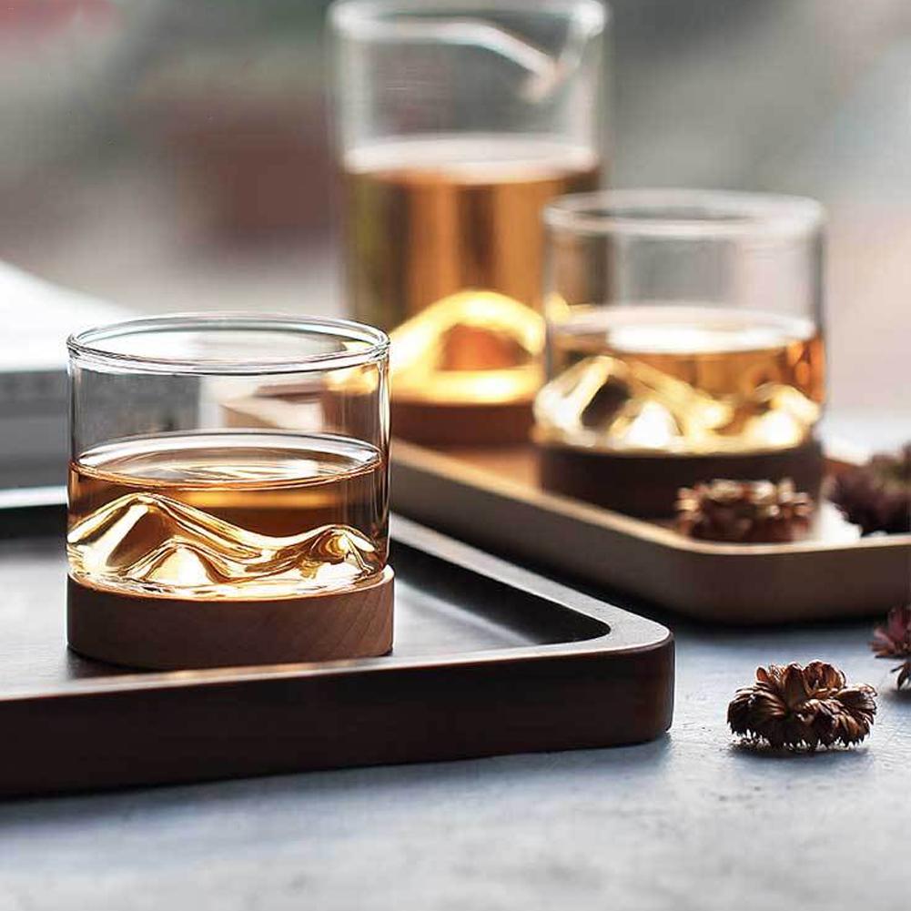5oz bergs vinglas med träbotten whiskyglas japansk hushållstekopp