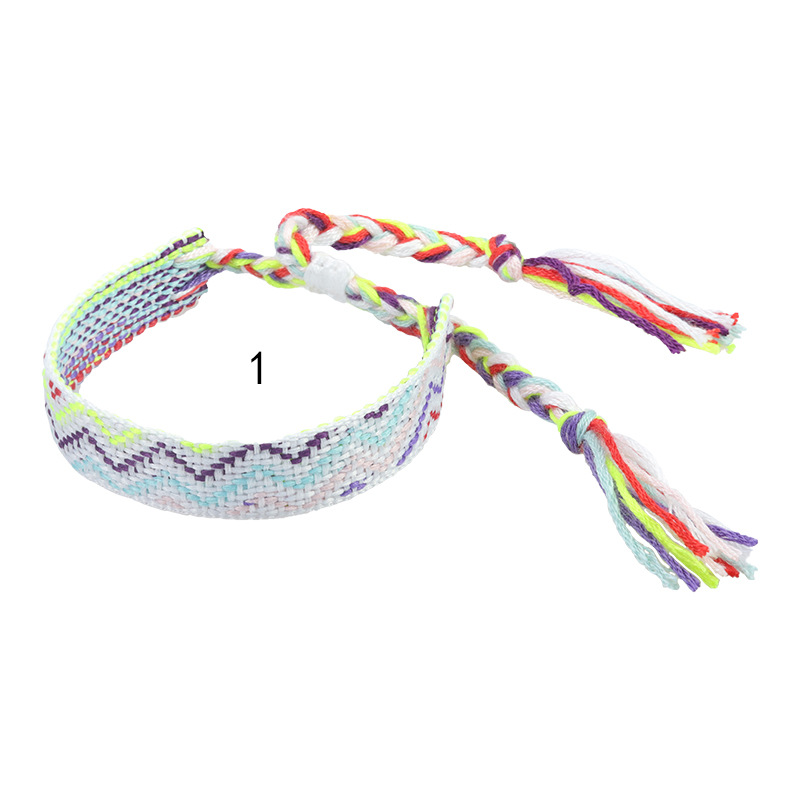 Nepal etnico tessuto braccialetto fatto a mano amicizia treccia corda tessuto cinturino a mano ricamo braccialetto nappe coppia Boho Wrap donna uomo: Stampigliatura