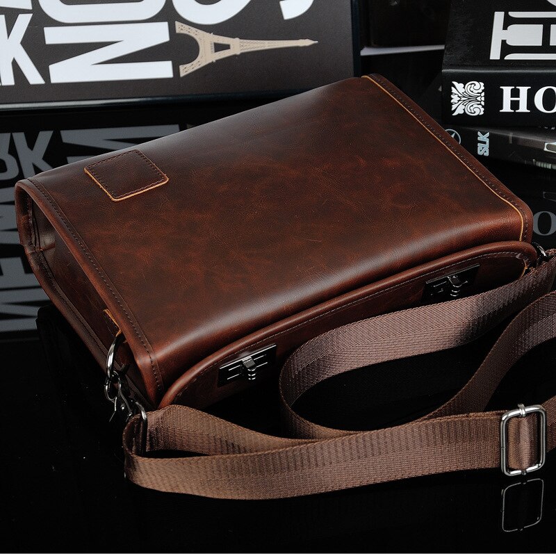 Heren retro leren schoudertas, aktetas, grote capaciteit, laptoptas, pu-leer, stevige handtas, kantoorbenodigdheden  ld057