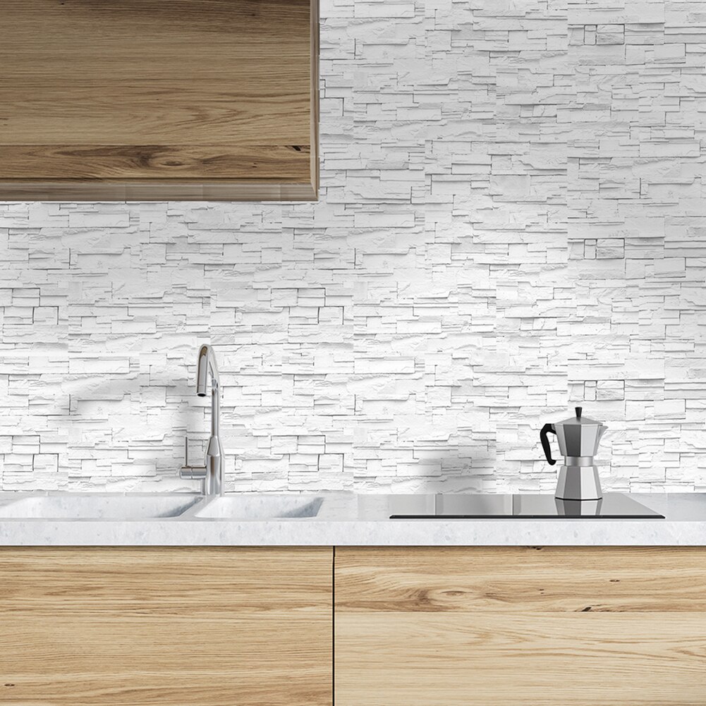 9 kpl 20 x 10cm tiilikivijäljitelmä vedenpitävä laatta tarra tee itse tehty lattiaseinäkoriste sopii ihanteellisesti olohuoneesi sisustamiseen,