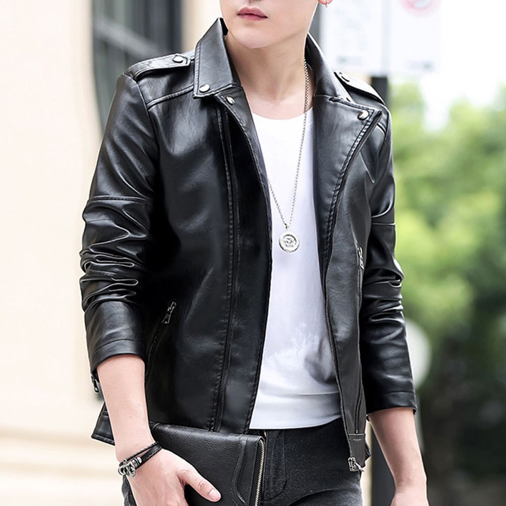Men's leather jacket Autumn Winter кожаная куртка мужская jaqueta de couro masculino Biker Motorcycle Zipper Long Sleeve Coat #3