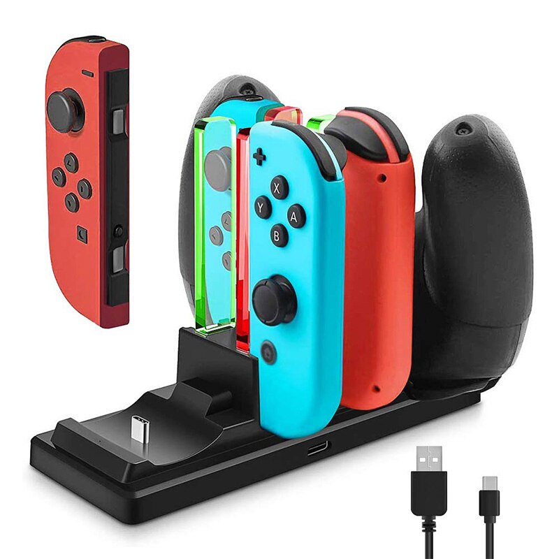 6 in 1 Nintend Switch Joy-Con Charger Stand Charging Dock Station with LED indication For Nintendoswitch Joy-con Controller Hold