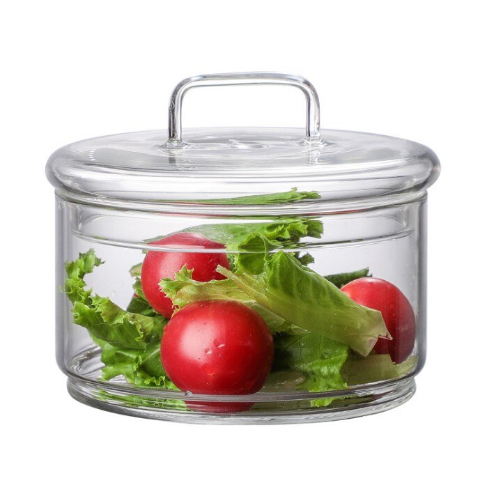 1200 ml 3-layer glass can kitchen food bulk container set for spice dry fruit storage tank salad bowl box