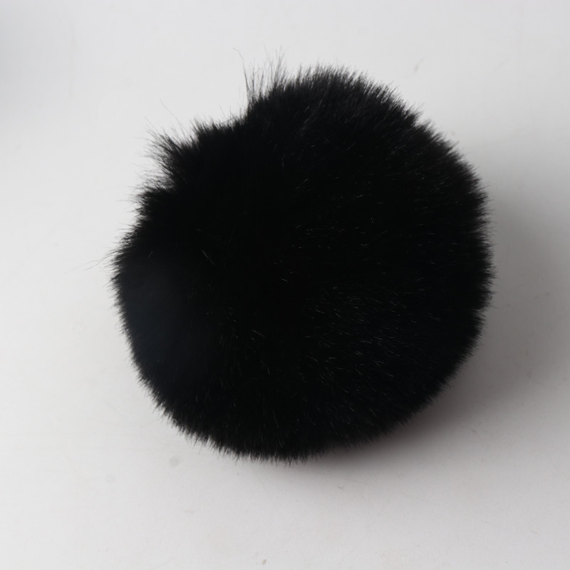 10 stuks 8 cm effen Rex konijn pompom sleutelhanger tas diy handgemaakte materialen en detailhandel kleuren ondersteunen mix en match: Black