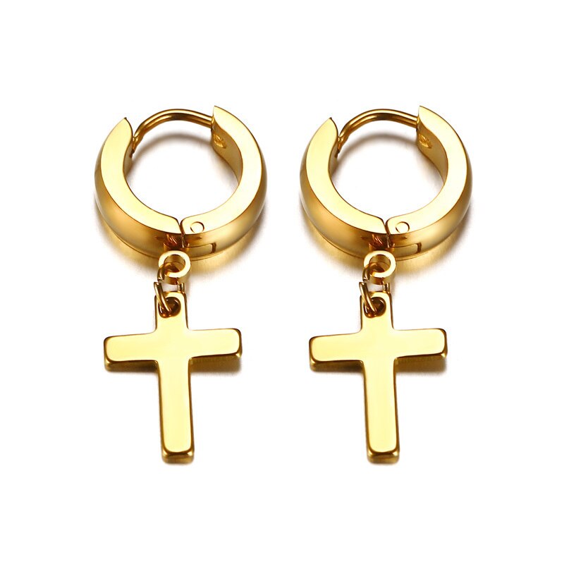 Stainless Steel Stud Earring with Cross Charm for Guys Men Earrings christmas Jewelry: style2