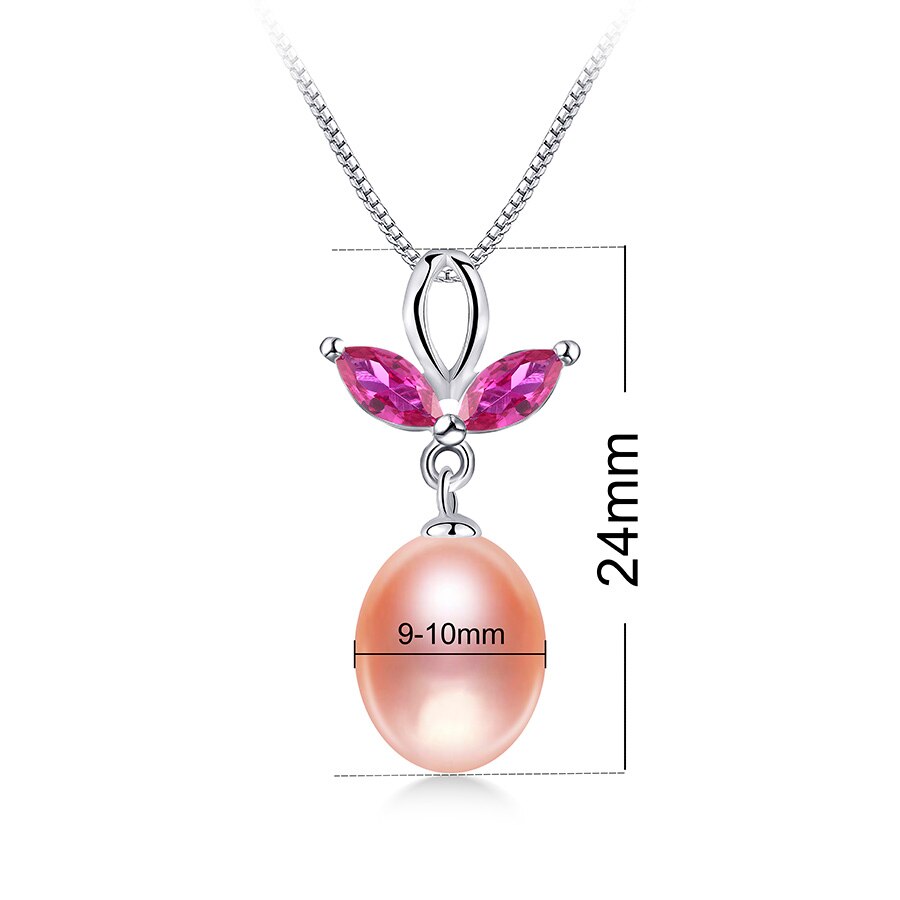 Crystal 5A Natuurlijke Zoetwater Parel Hanger Vrouwen Mode 925 Sterling Zilveren Ketting 4 Kleuren Parel Sieraden Met Doos