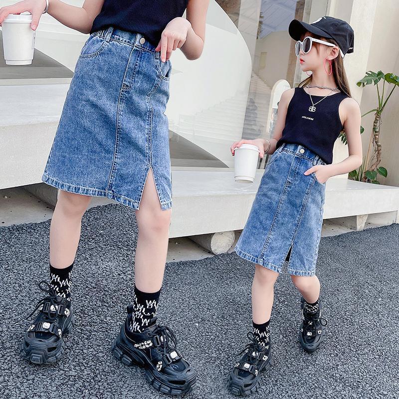 14 Años Faldas Jeans Para Adolescentes 100% Algodón Fasion Hermosa Encantadora Niña Vestido De Jeans Para