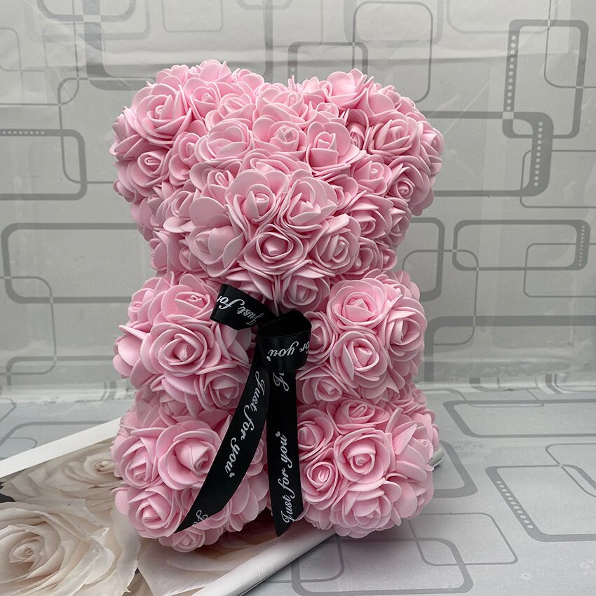 Valentinsdag dag 25cm rød rose bamse rose blomst kunstig dekoration jul kvinder valentinsdag: Rose clair 25cm nobox