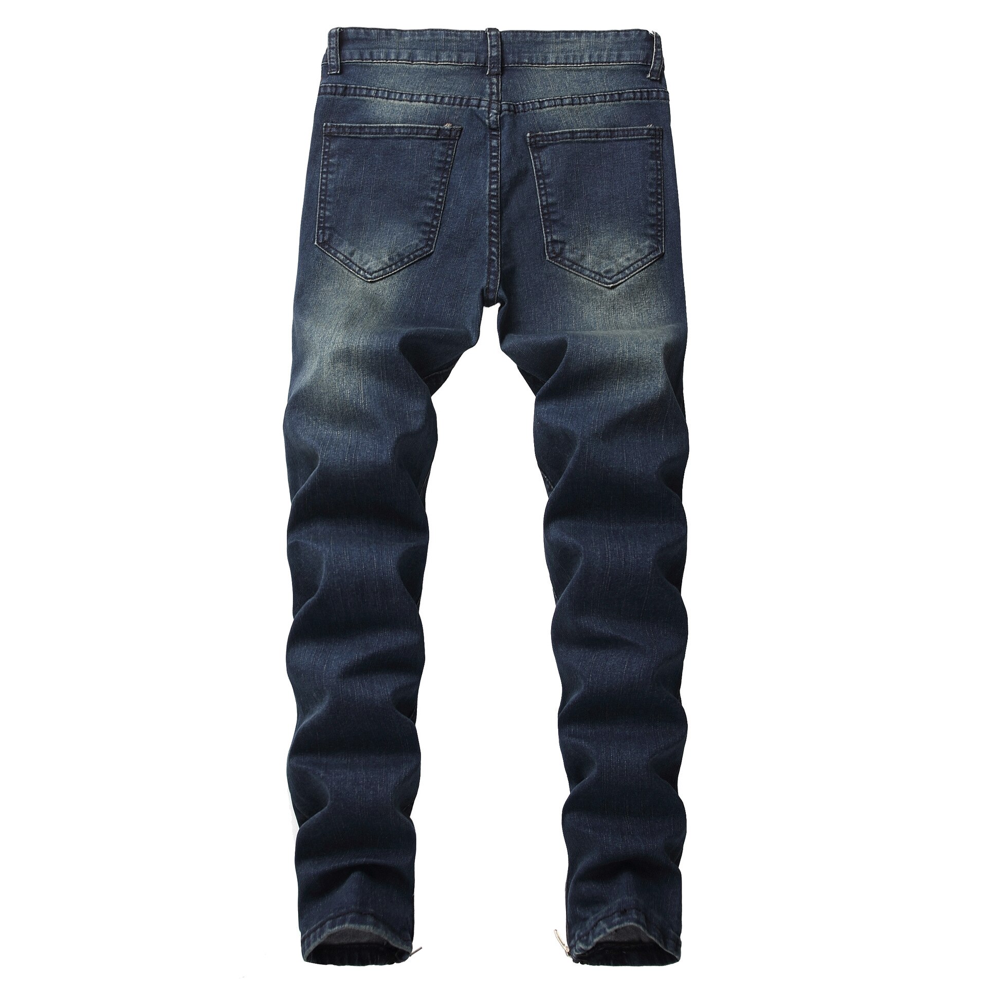 Jean déchiré pour homme pantalon en jean coupe ajustée extensible coupe étroite pantalon effet Moustache effiloché détruit Streetwear