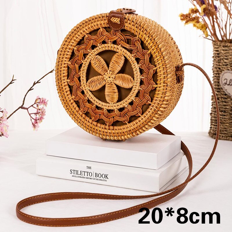 Ronde Strozak Rotan Vrouwen Tas Zomer Holle Handgemaakte Messenger Crossbody Tas Strand Handtassen Bohemen Bolsas Femininas: Style26