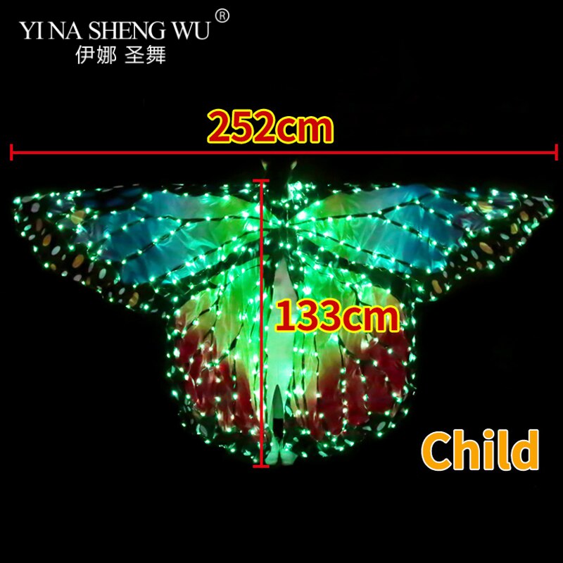 Vrouwen Buikdans LED Wings Meisje Dance Vleugel Vlinder Halloween LED Vlinder Mantel Stadium Dansvoorstelling Accessoires LED Vleugel