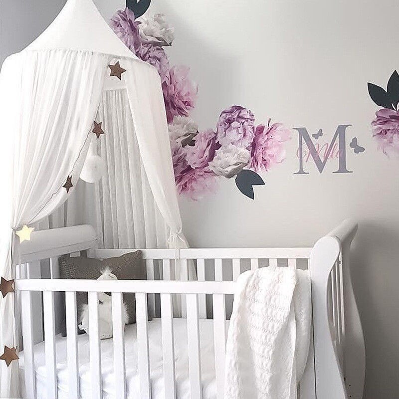 Filet de lit en coton pour bébé | Type moustiquaire, couvre-lit de princesse, couvre-lit rideau, tente dôme: WHITE