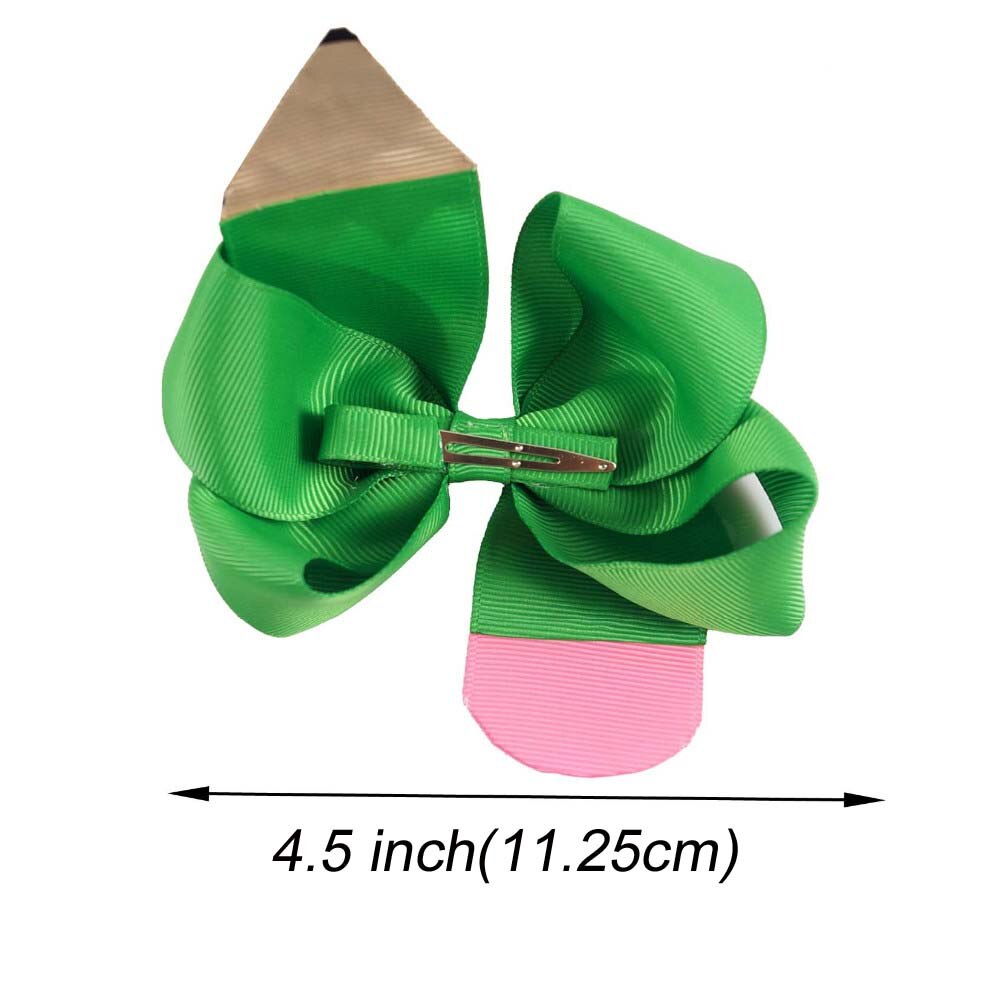6 uds hecho a mano 4,5 "lápiz volver a la escuela moño para cabello con Clip para niñas Boutique lápiz horquilla accesorios de graduación preescolar