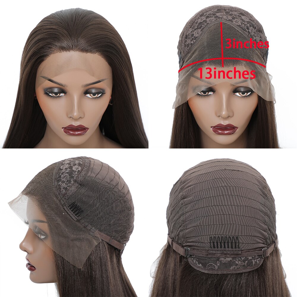 X-TRESS 13X3 Lace Front Synthetic Wigs For Women Black Colored Free Part Long Straight Soft Natural Daily Hair Wig 150% Density