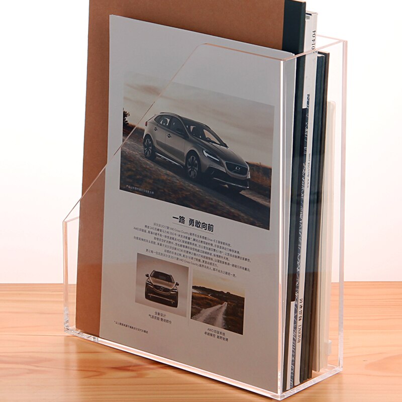 Acrylic transparent A4 single file holder desktop magazine organizer book container: Default Title