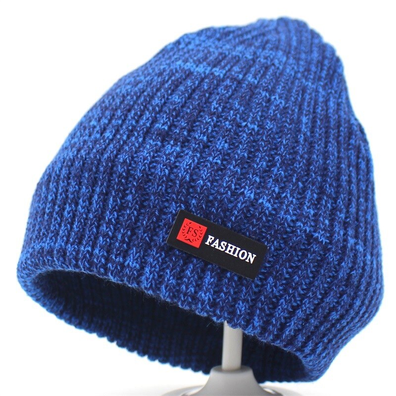 Skullies mutsen heren wintermuts dames gebreide mutsen voor heren pet wintermuts gorro dikke warme randloze bontmuts herenmuts: Blauw