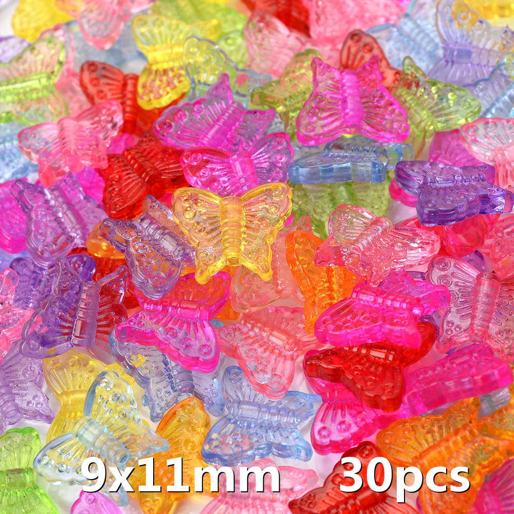 IYOE – mélange de perles papillon AB en cristal acrylique, perles d'espacement amples pour la fabrication de bijoux, épingle à cheveux, accessoires de bricolage faits à la main: MULTI