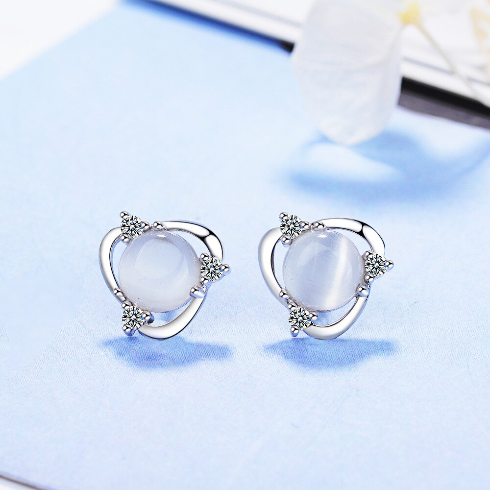 100% 925 argent sterling gros opale pierre fleur femme d'anniversaire dames boucles d'oreilles bijoux Anti allergie étudiant fille