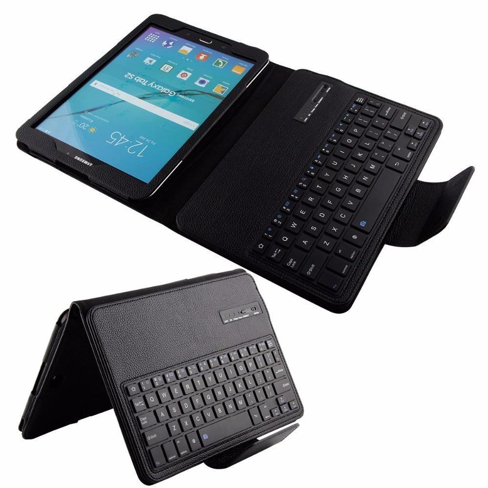 Removable Wireless Bluetooth Keyboard Portfolio Leather Stand Case Cover For Samsung Galaxy Tab S2 9.7 T810 T815 T819.