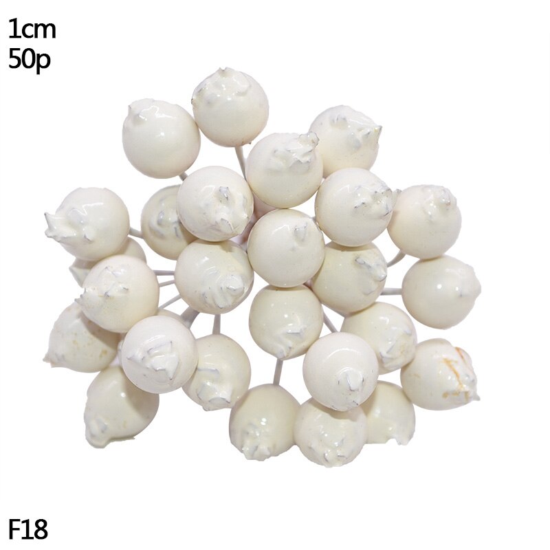 Artificial Flower Mini Stamen White Glass Berries Stamen For Wedding Party Home Decoration DIY Wreath Handmade Craft Accessories: F18