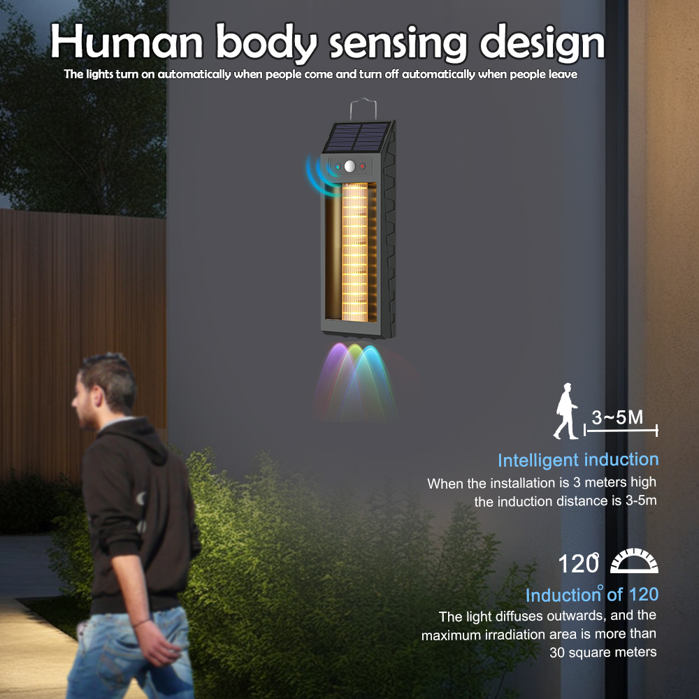 LED Solar Wandlantaarn Buiten Hangende Tuin Camping Verlichting Waterdicht Motion Senso Solar Voordeur Licht Solar Veranda Licht