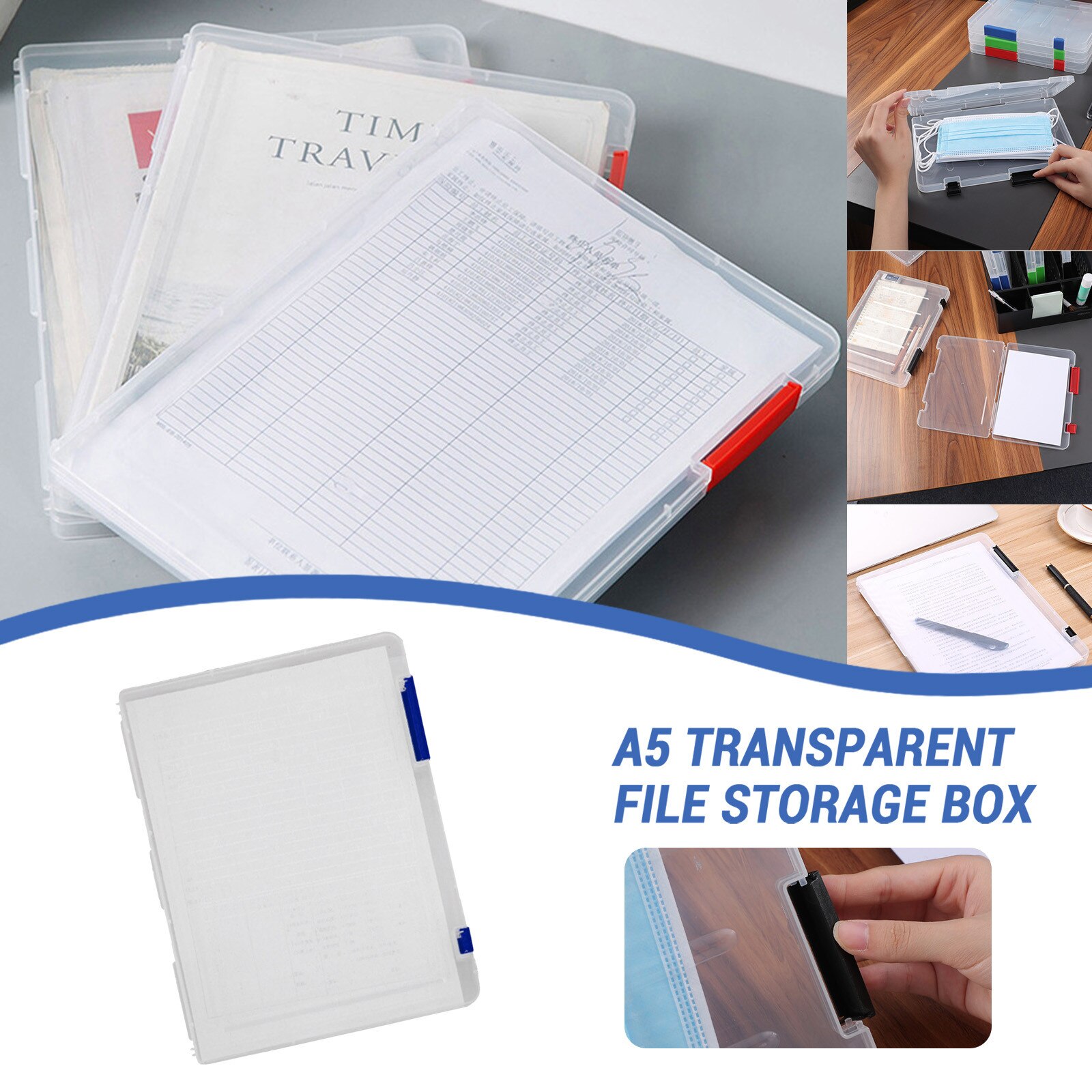 Data Storage A5 Transparent Storage Box Clear Plastic Document Paper Filling Case File Box Important Document,nvoice#p30: B