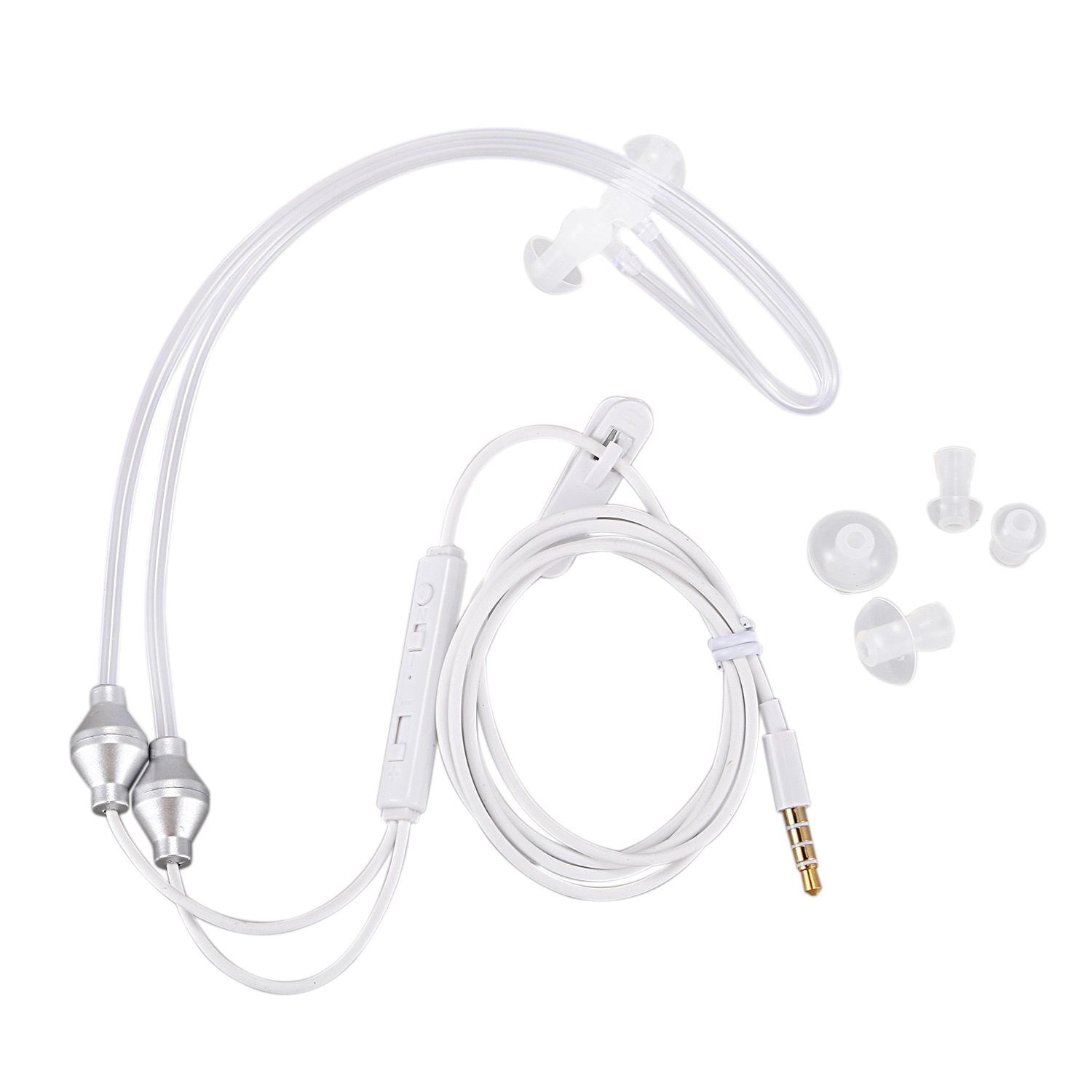 Anti Radiation Binaural Earphones Stereo Headphones with Microphone Universal 3.5mm Noise Cancelling Air Tube Acoustic Earbuds: Default Title