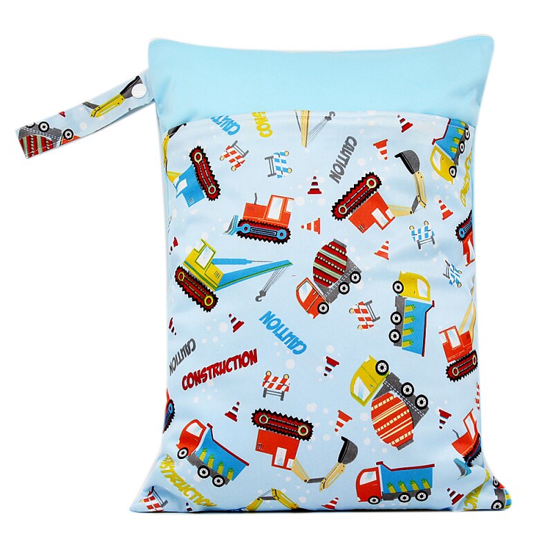 Diaper Storage Bag Waterproof Baby Carriage Storage Hanging Bag Portable Cute Print Double Zipper Diaper Stackers Pocket